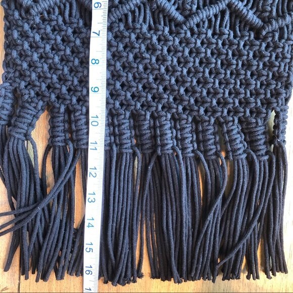 Danielle Nicole Macramé Fringe Black Handbag - Picture 11 of 11